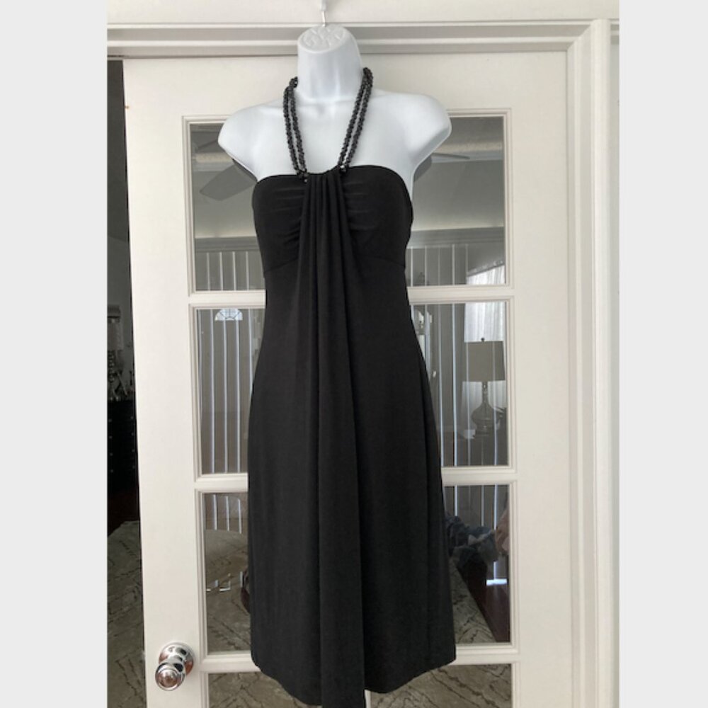 Lauren Ralph Lauren Little Black Strapless Dress Jeweled Halter 10
